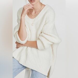 NWOT Free People White Knit Scoop Sweater
